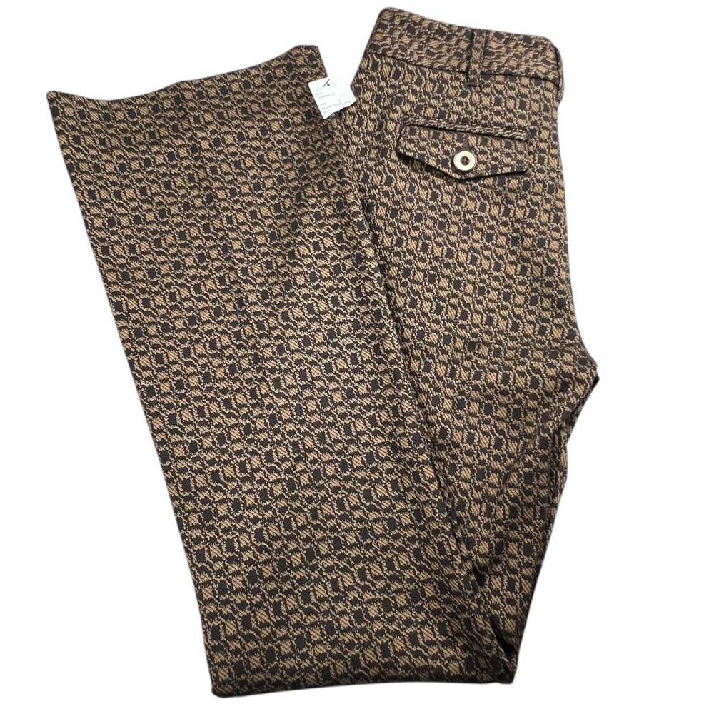 NWT Cabi Womens‎ 4 Long Brown Black Director Trouser Flare Pants High Rise
